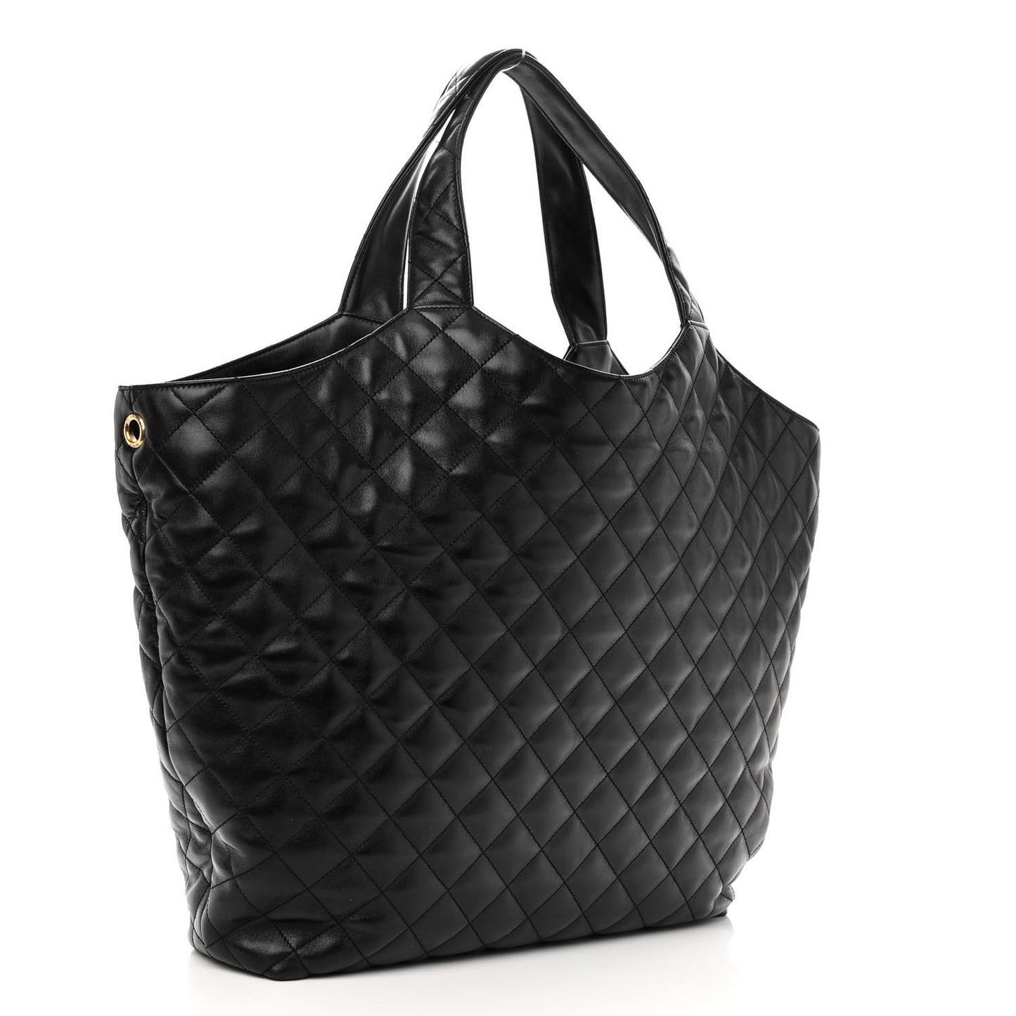 Lambskin Quilted Maxi Icare Shopping Tote Black