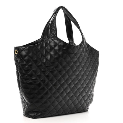 Saint Laurent Lambskin Quilted Maxi Icare Shopping Tote Black 4 of 11