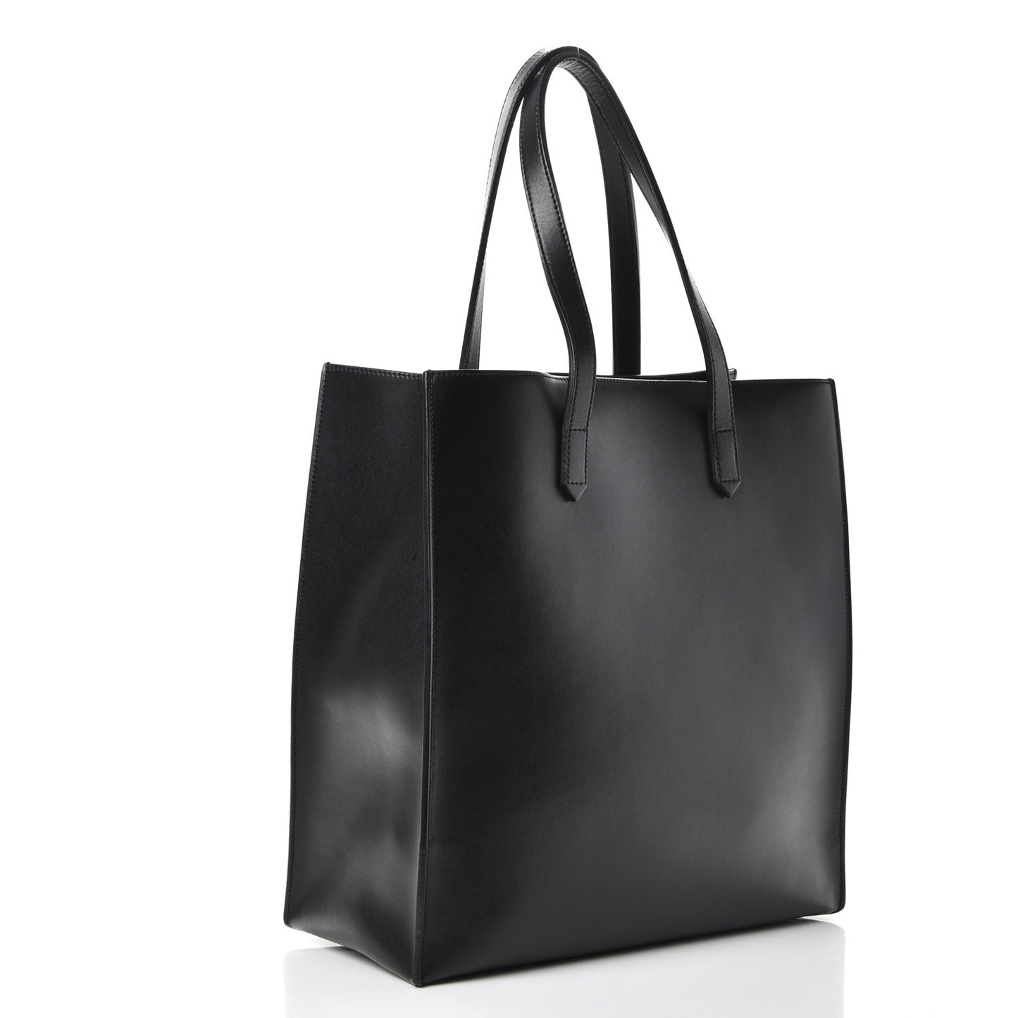 Calfskin Logo Debossed Medium Shopper Tote Black