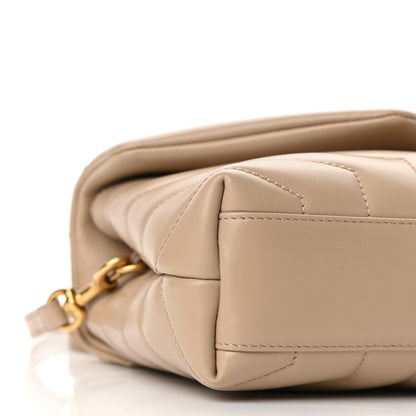 Saint Laurent Calfskin Y Quilted Monogram Toy Loulou Crossbody Bag Dark Beige 7 of 9