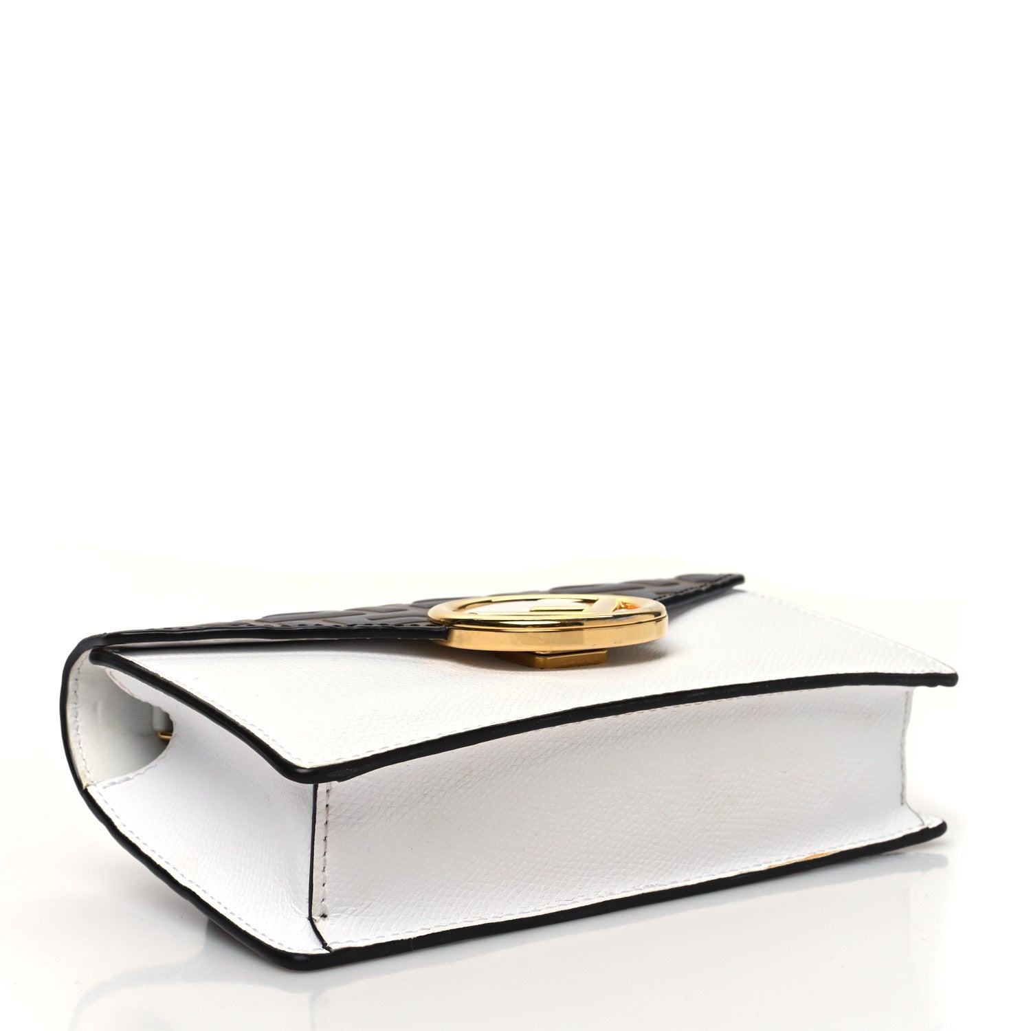Fendi Vitello Cruise F is Fendi Bi-Color FF 1974 Embossed Envelope Belt Bag Maya White Ice 4 of 14
