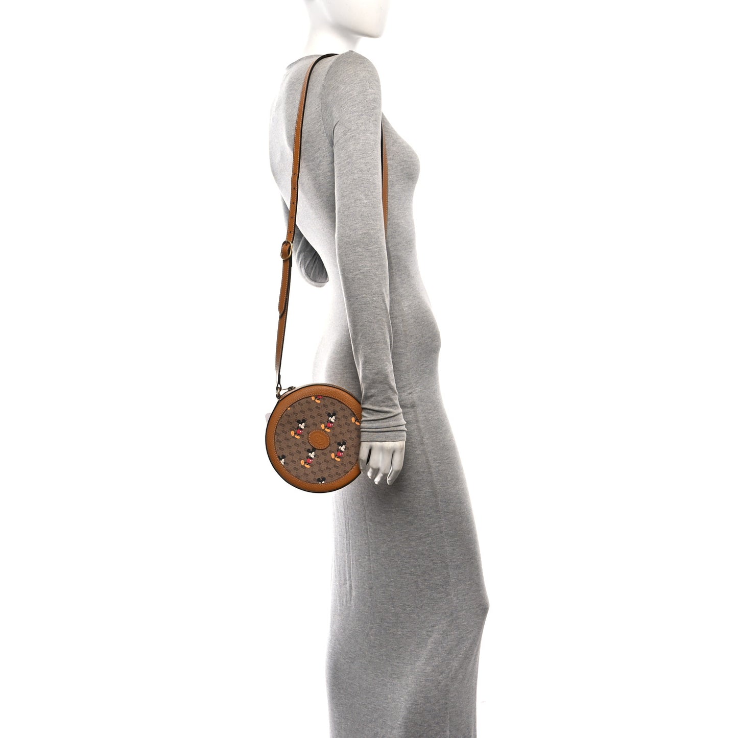 X DISNEY Mini Vintage GG Supreme Monogram Mickey Mouse Round Shoulder Bag Beige Vintage Sun Oil