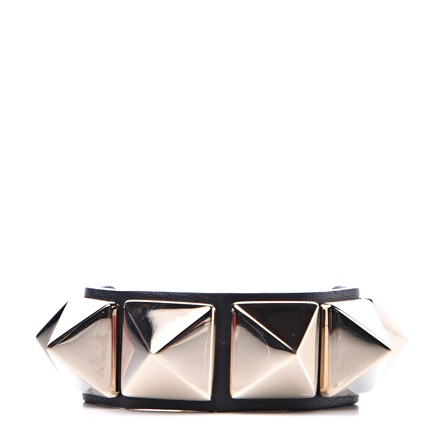 Calfskin Macro Rockstud Bracelet Black