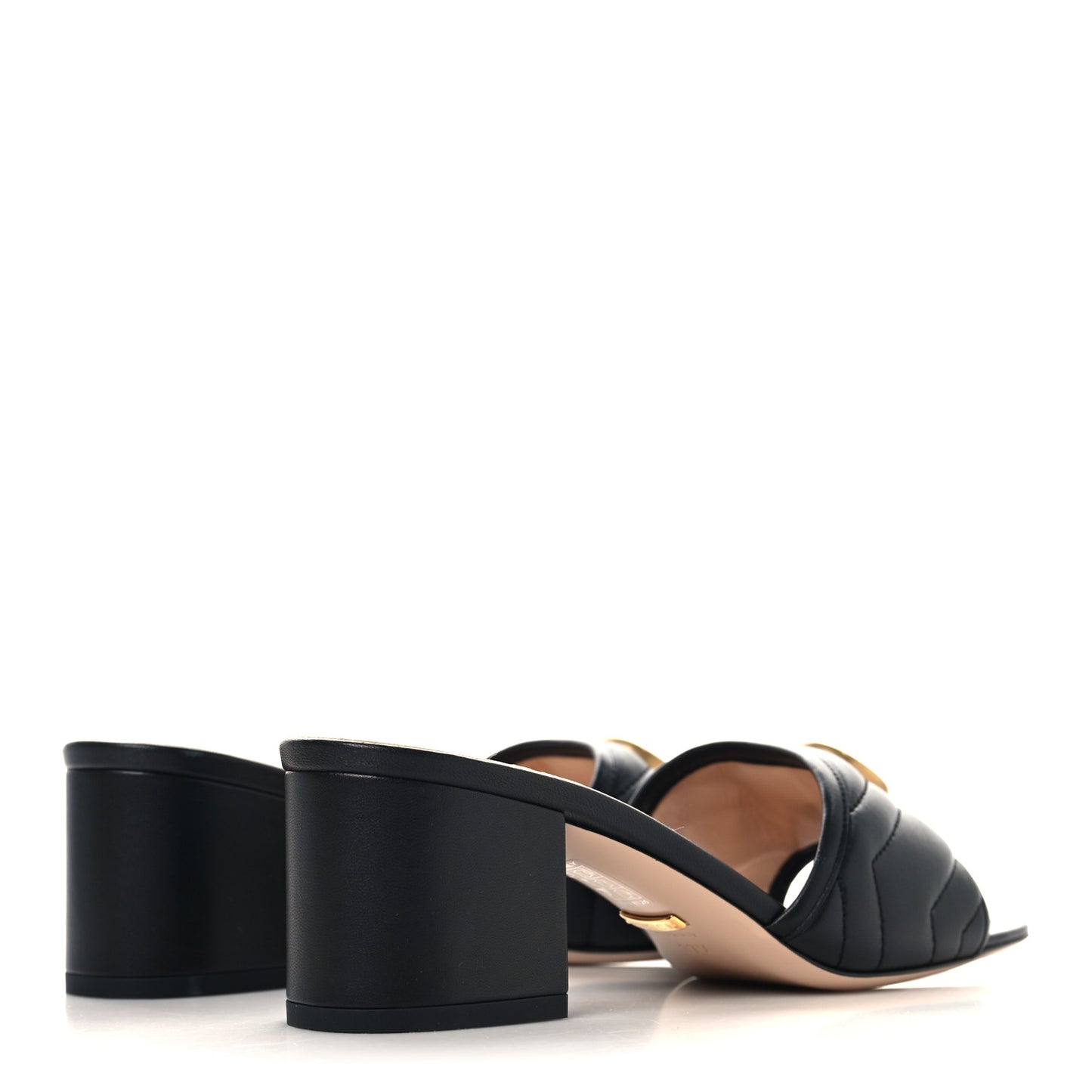 Nappa Matelasse GG Marmont 55mm Slide Sandals 37.5 Black