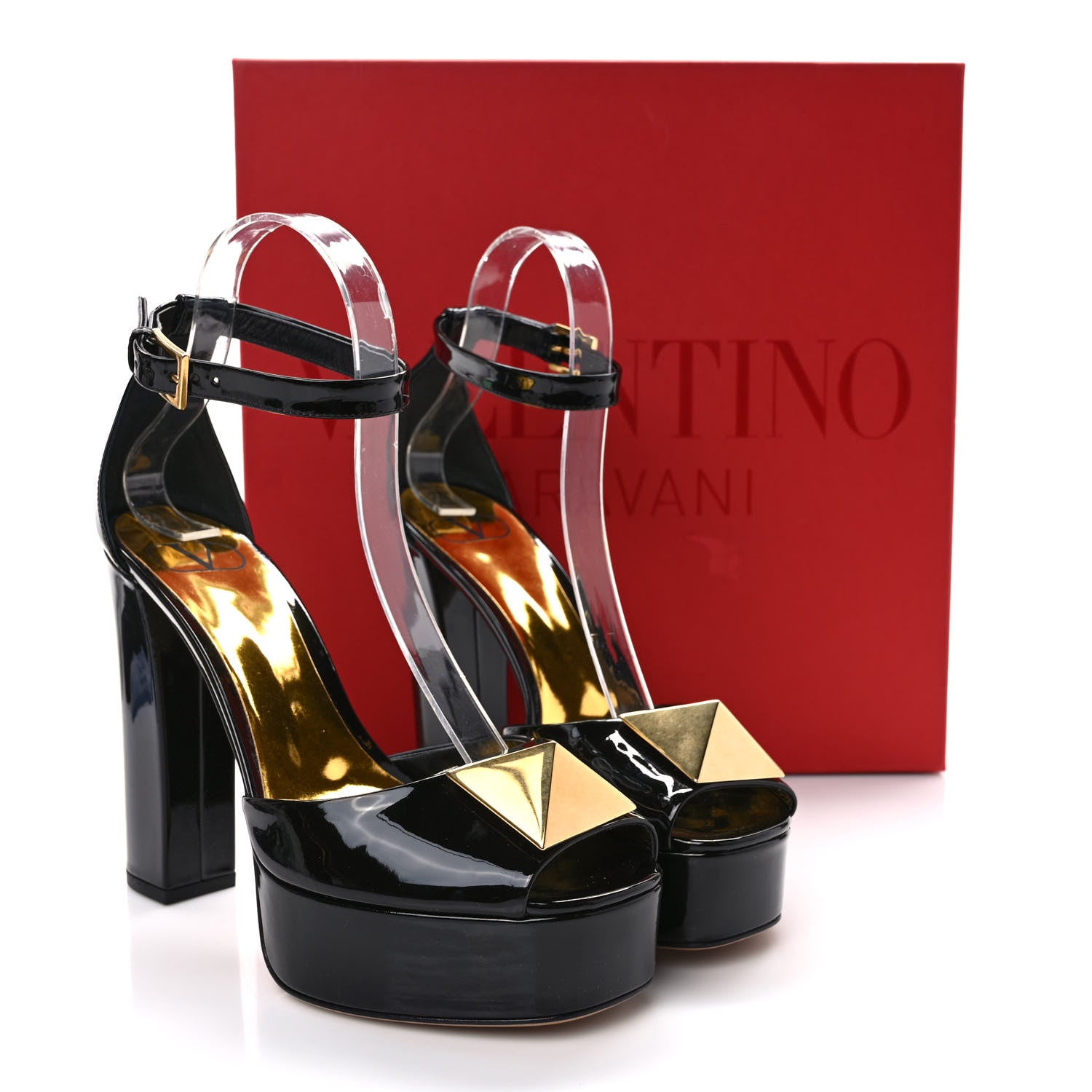 Valentino Garavani Patent One Stud Peep Toe Platform 30/120mm Pumps 38 Black 8 of 8