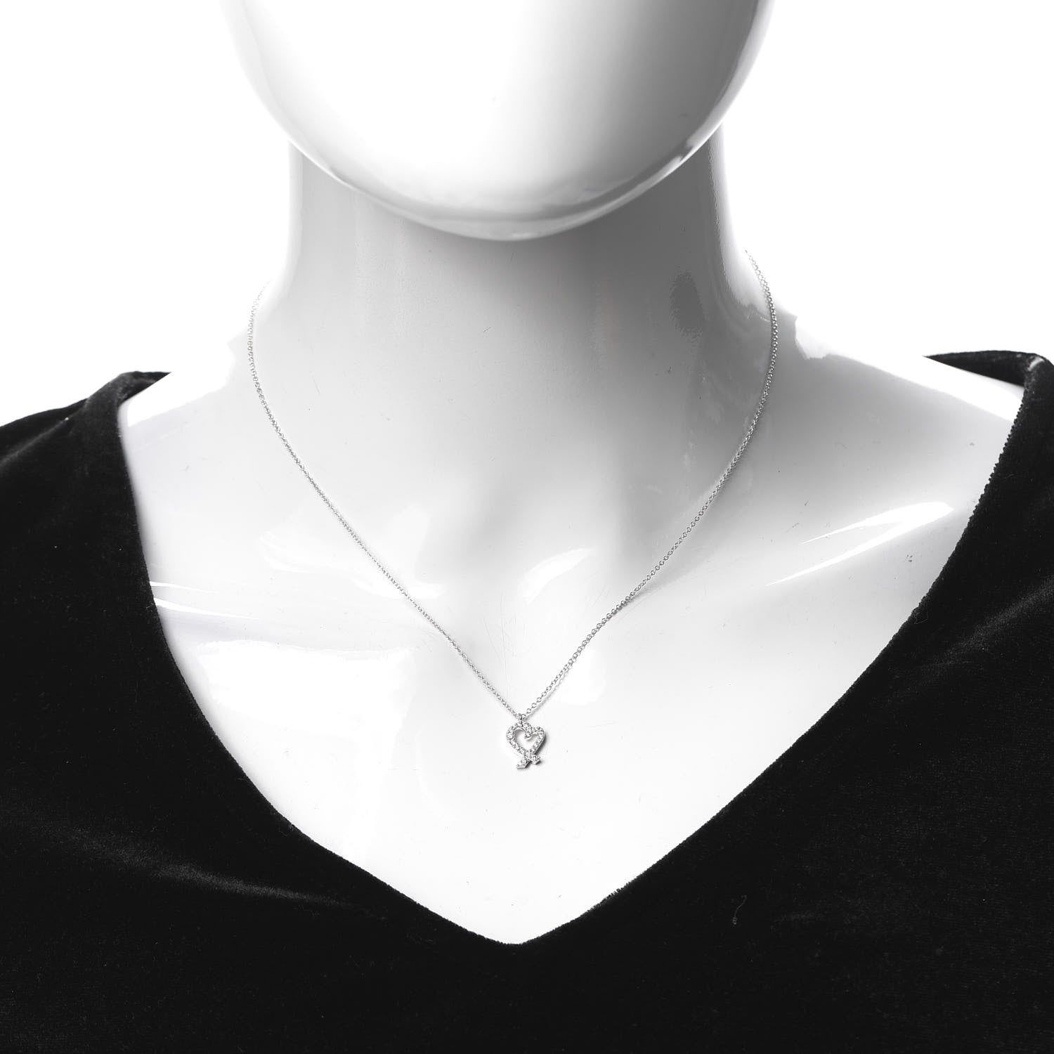 Tiffany 18K White Gold Diamond Mini Paloma Picasso Loving Heart Pendant Necklace 2 of 5