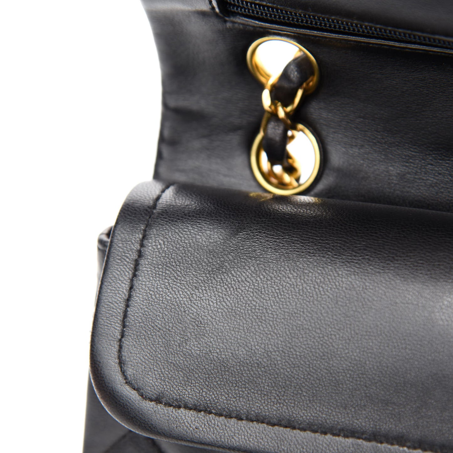 Lambskin Quilted Small Double Flap Black