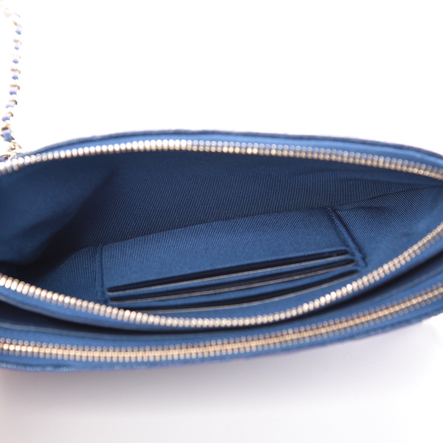 Chanel Iridescent Caviar Quilted Clutch With Chain Dark Blue 5 of 13
