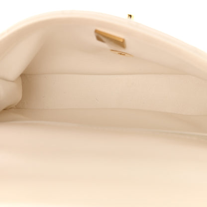Chanel Shiny Lambskin Quilted Golden Links Top Handle Flap White 5 of 11