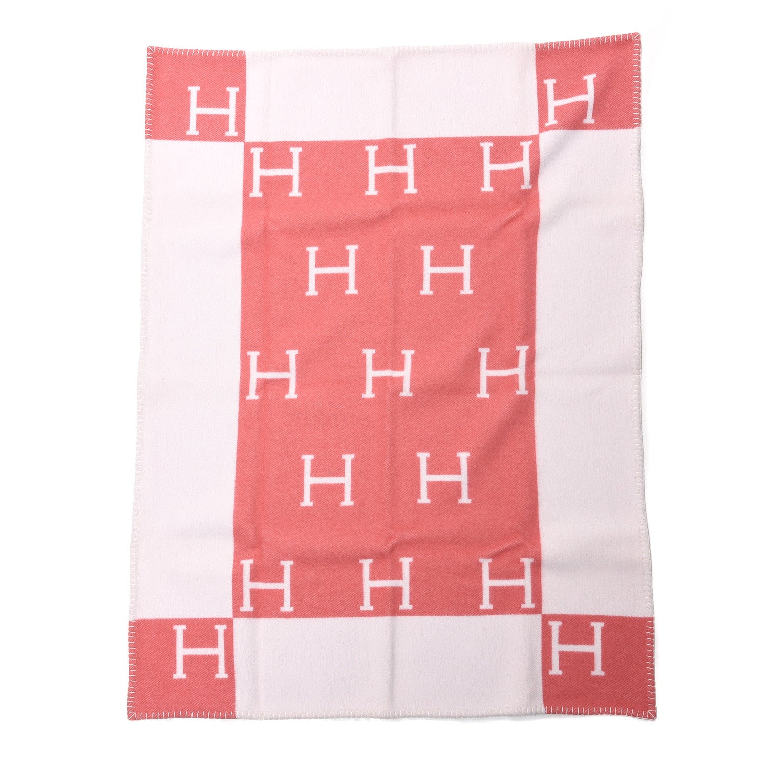 Hermes Wool Cashmere Avalon Baby Blanket Rose Airelle White 2 of 3