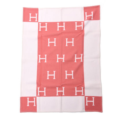 Hermes Wool Cashmere Avalon Baby Blanket Rose Airelle White 2 of 3
