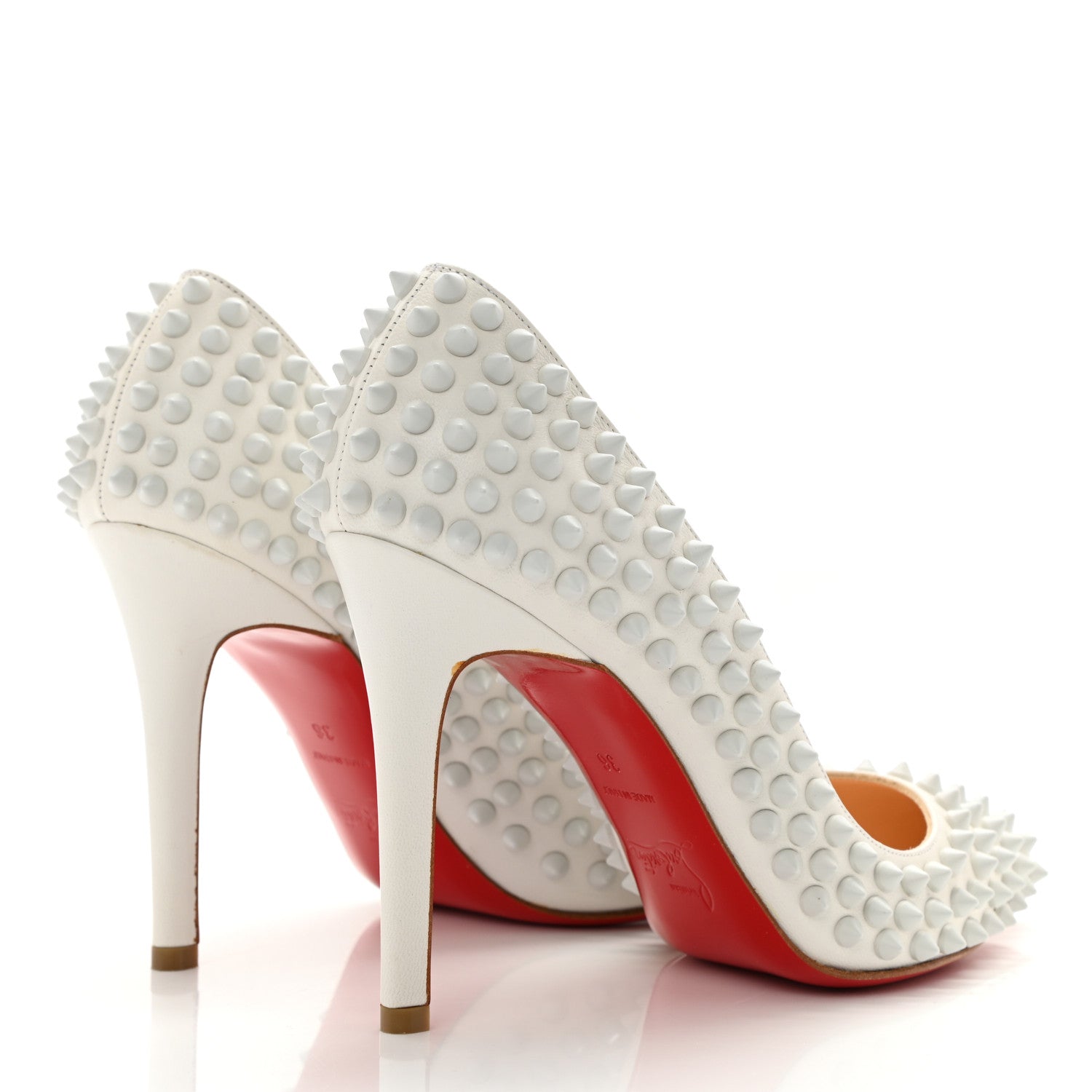 Christian Louboutin Nappa Pigalle Spikes 100 Pumps 36 White 4 of 10