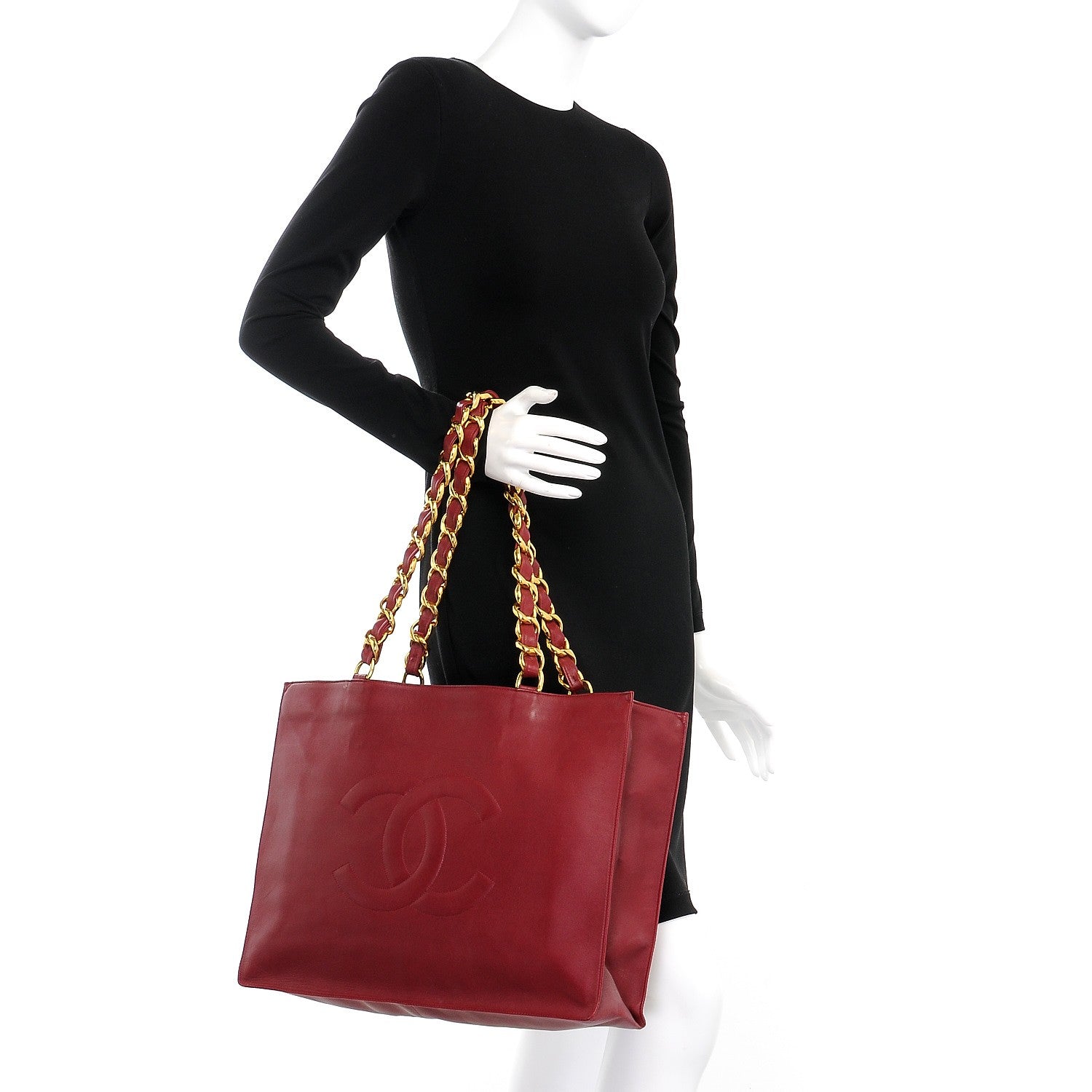 Chanel Lambskin CC Tote Dark Red 2 of 8