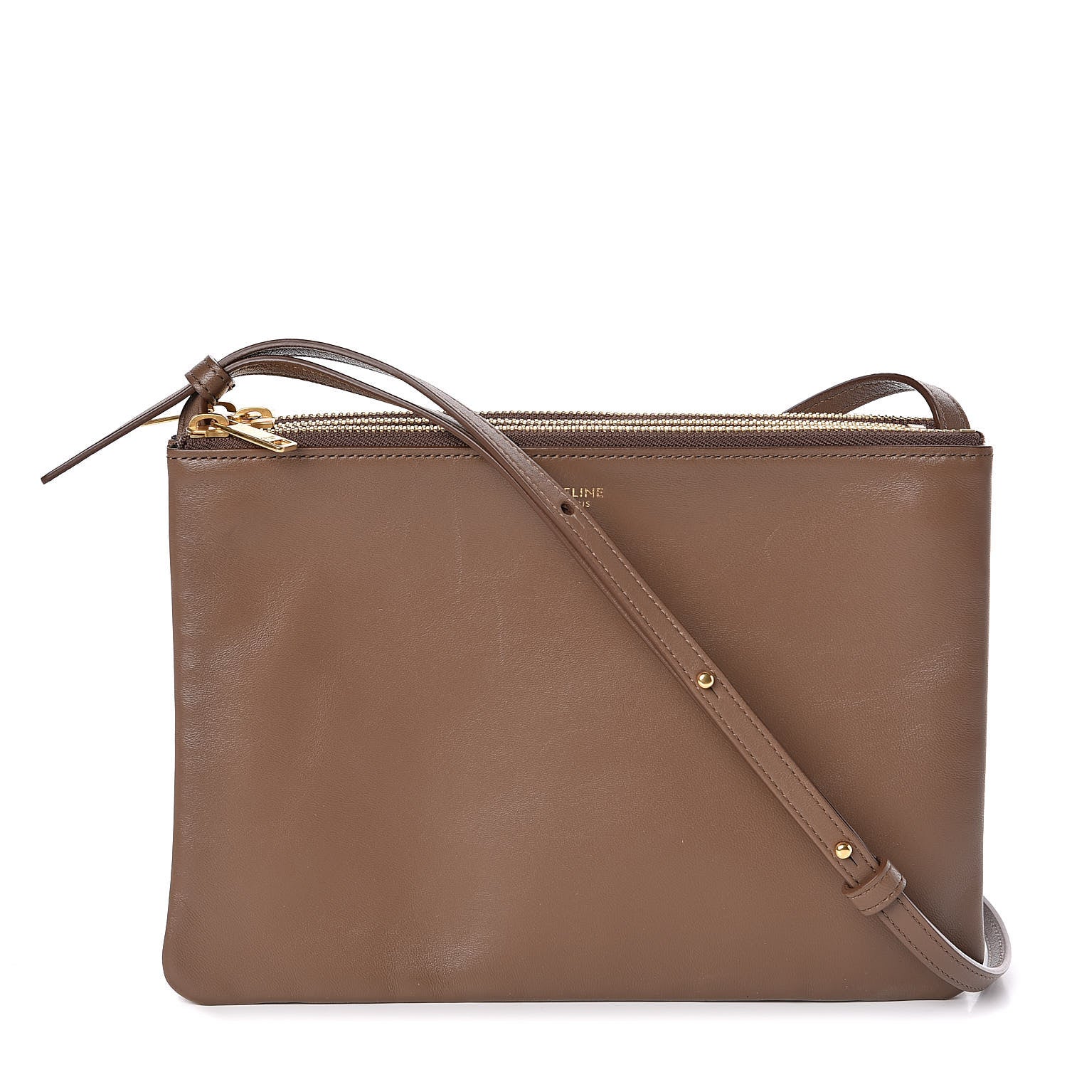 Celine Lambskin Large Trio Crossbody Bag Camel 1 of 11
