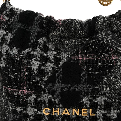 Chanel Tweed Patchwork Quilted Chanel 22 Black Grey Pink 9 of 11