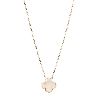 Van Cleef & Arpels 18K Yellow Gold Mother of Pearl Vintage Alhambra Pendant Necklace 1 of 8