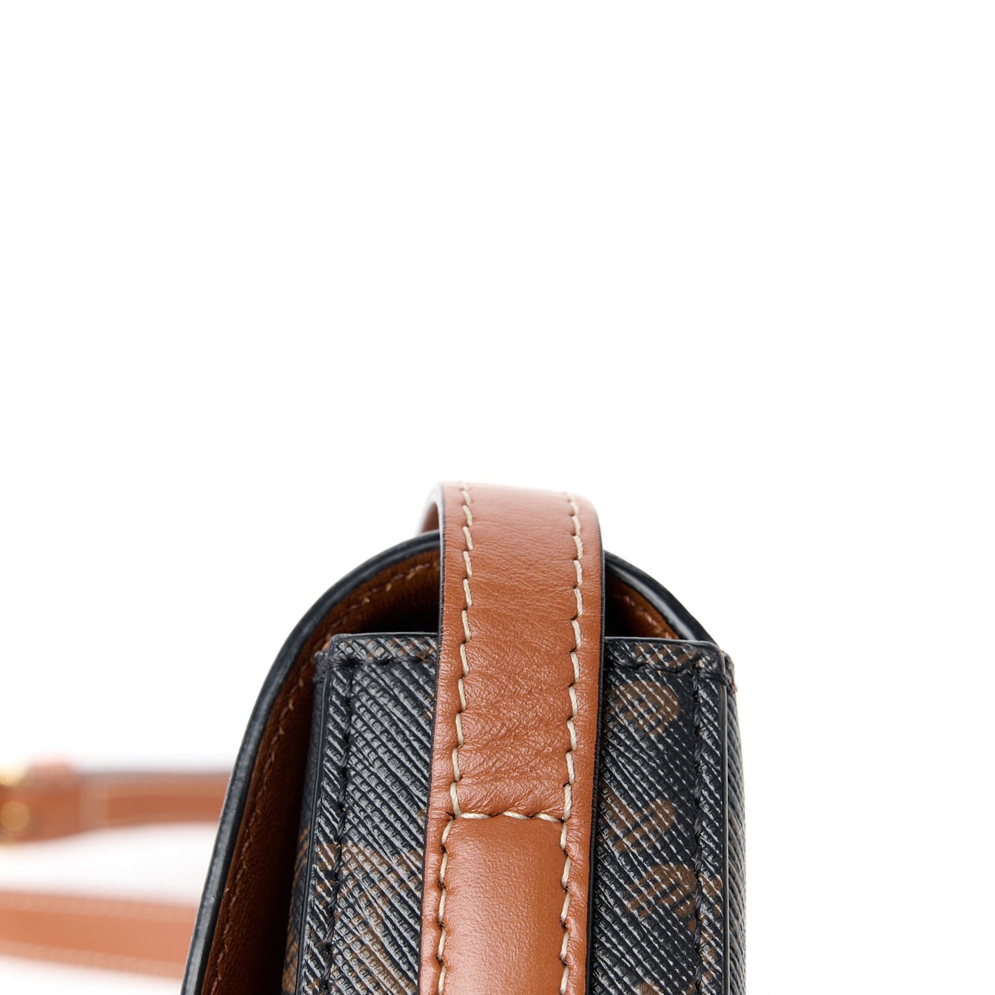 Canvas Calfskin Triomphe Shoulder Bag Tan