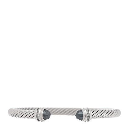 David Yurman Sterling Silver Diamond Hematite 5mm Cable Classics Princess Bracelet 1 of 3