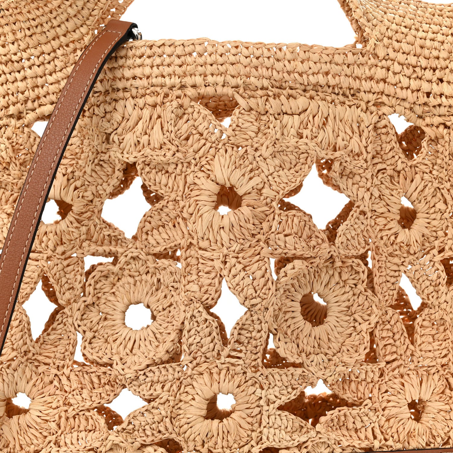Loewe Raffia Crochet Slit Tote Bag Natural Tan 8 of 13