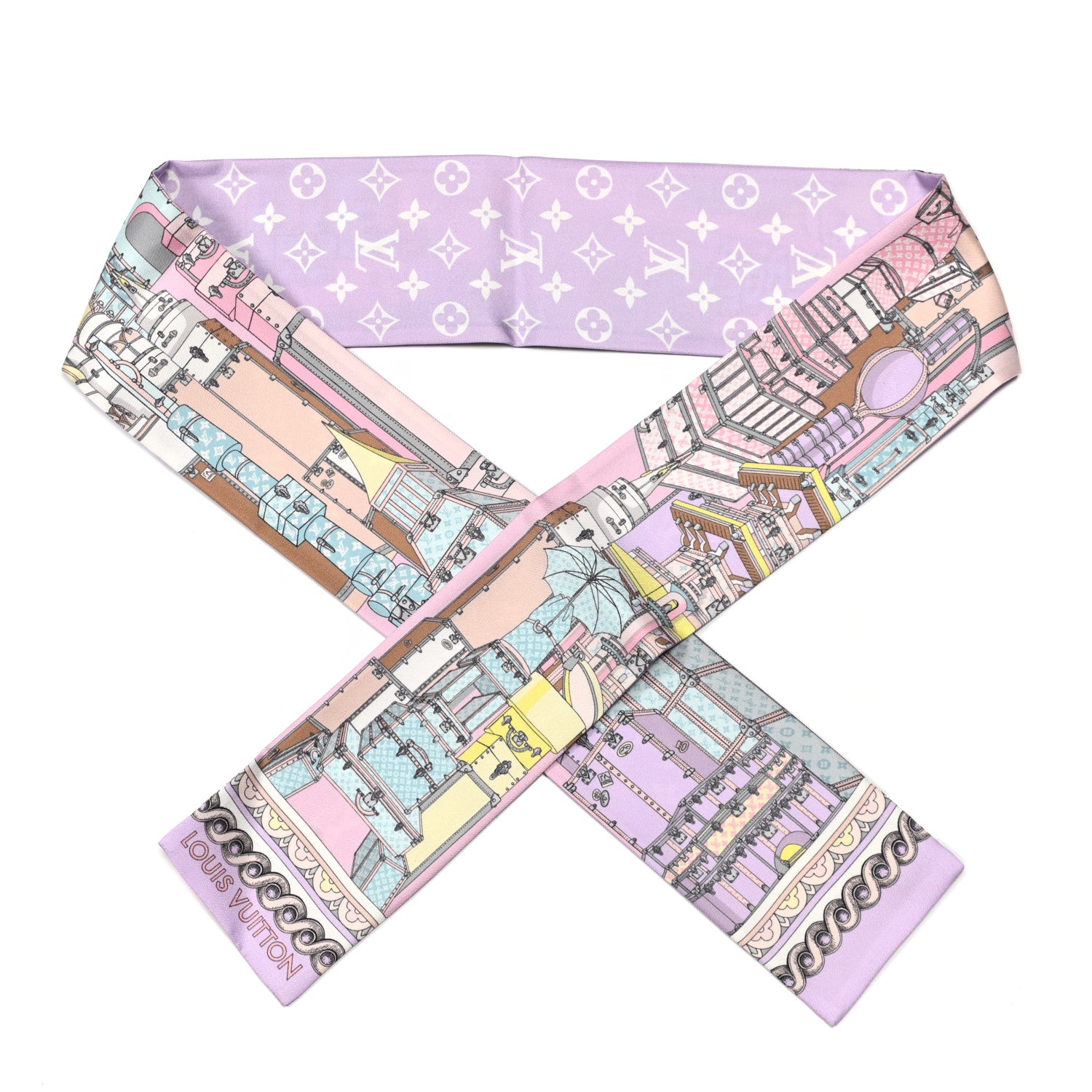 Louis Vuitton Silk Monogram Around The World Bandeau Mauve 1 of 3