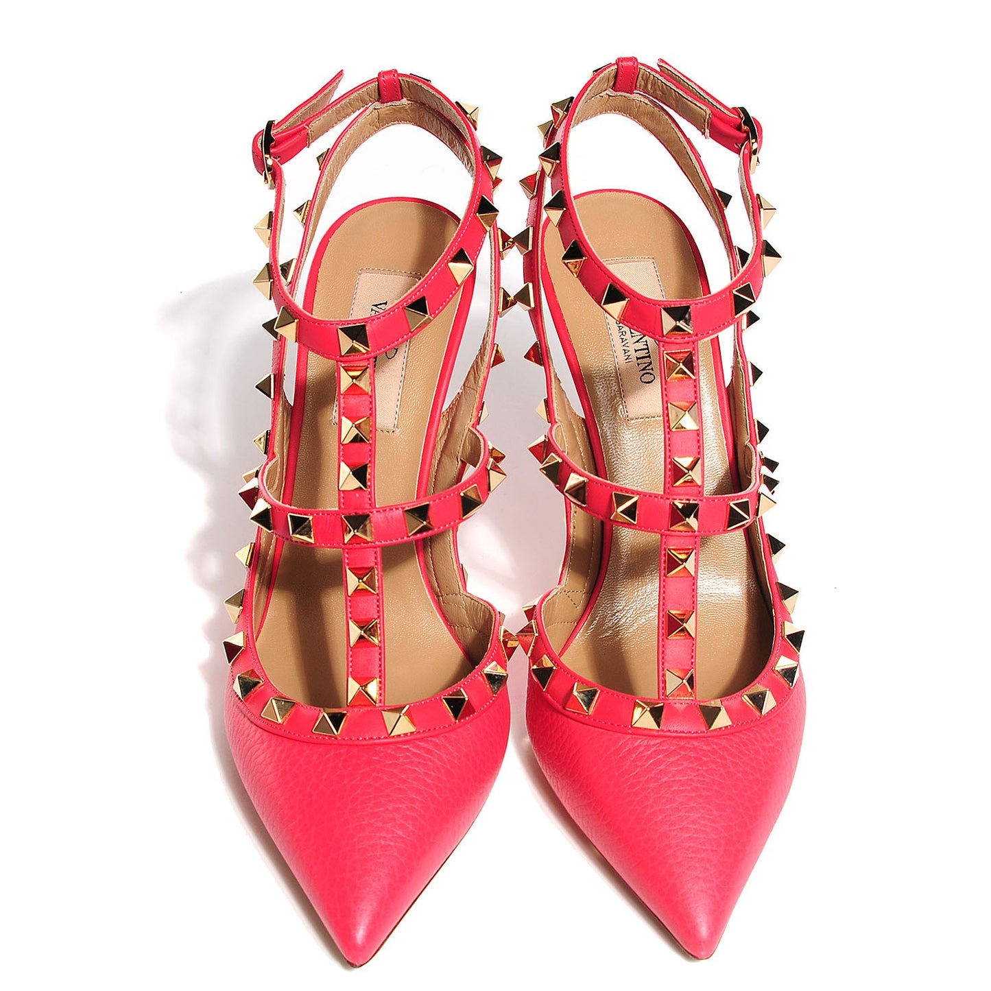 Nappa Rockstud Ankle Strap 100mm Pumps 37.5 Deep Rose
