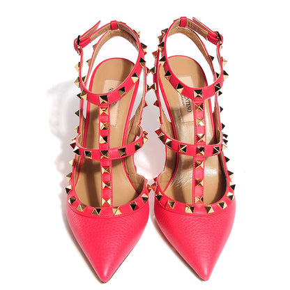 Valentino Garavani Nappa Rockstud Ankle Strap 100mm Pumps 37.5 Deep Rose 2 of 7