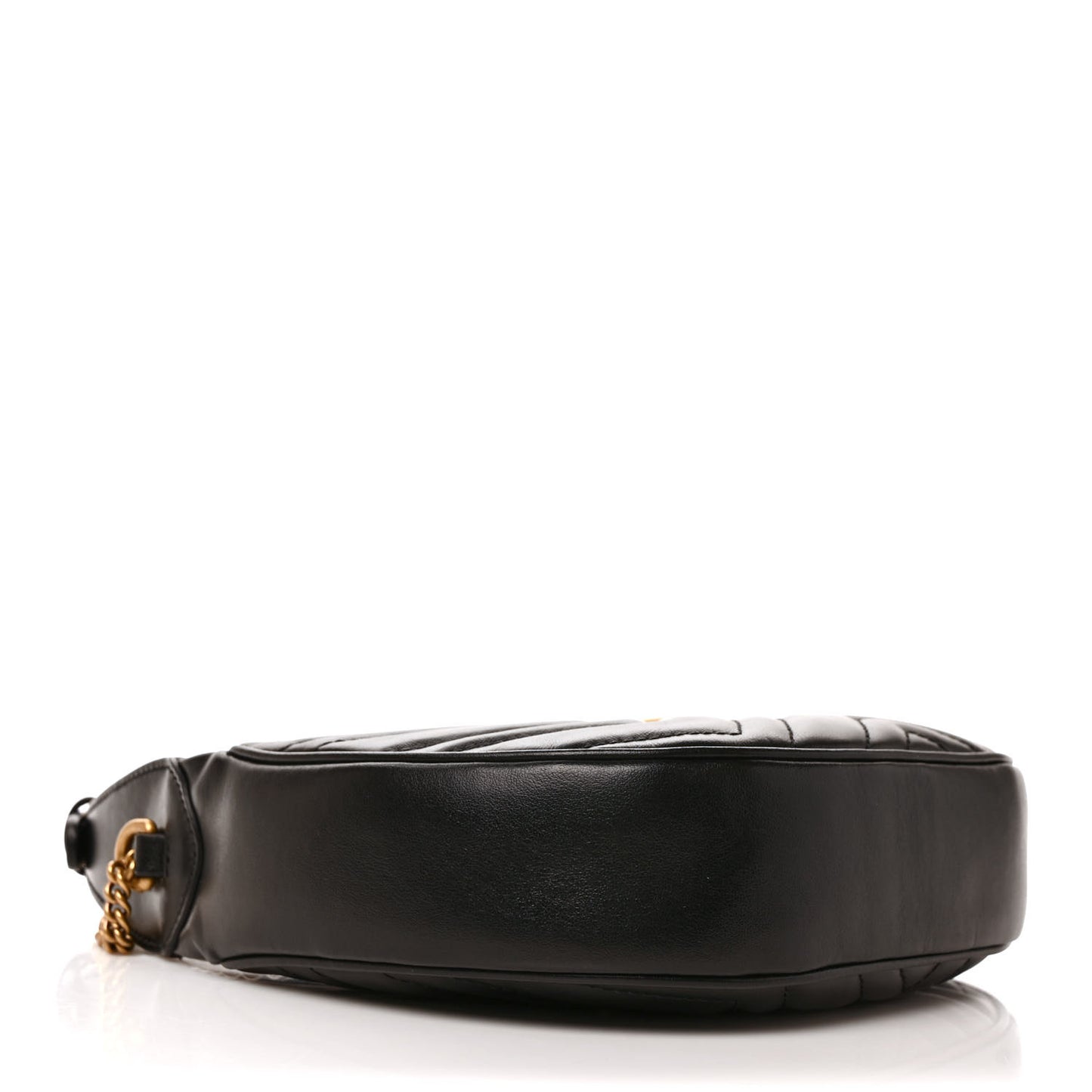 Calfskin Matelasse Chevron Mini GG Marmont Half Moon Hobo Black
