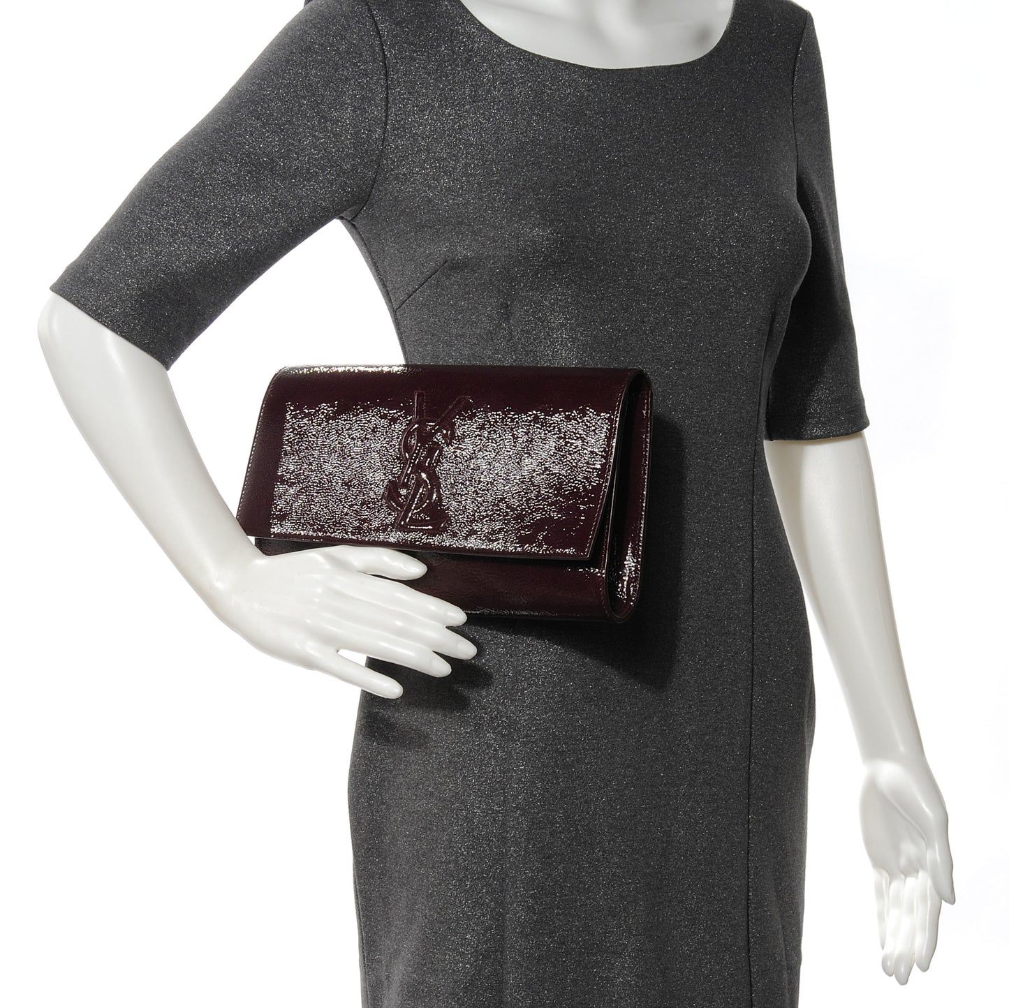 Patent Belle de Jour Large Clutch Burgundy