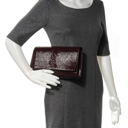 Saint Laurent Patent Belle de Jour Large Clutch Burgundy 2 of 7