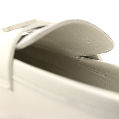 Hermes Calfskin H Canvas Womens Paris Loafers 39 Beige Glaise Prunoir 10 of 10