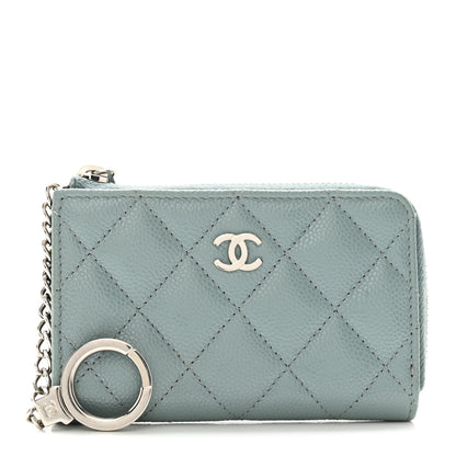 Chanel Caviar Quilted Zipped Key Holder Case Blue 1 of 7