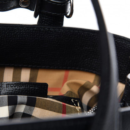 Burberry Grainy Calfskin House Check Medium Banner Tote Black 11 of 12