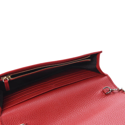 Gucci Pebbled Calfskin Soho Wallet on Chain Tabasco Red 5 of 11
