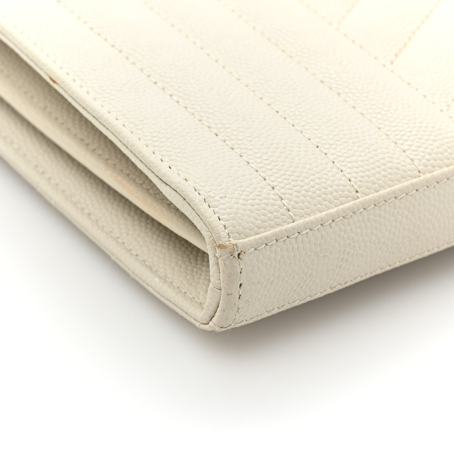 Grain De Poudre Mixed Matelasse Triquilt Monogram Chain Wallet Blanc Vintage