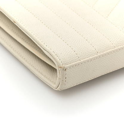 Saint Laurent Grain De Poudre Mixed Matelasse Triquilt Monogram Chain Wallet Blanc Vintage 14 of 15