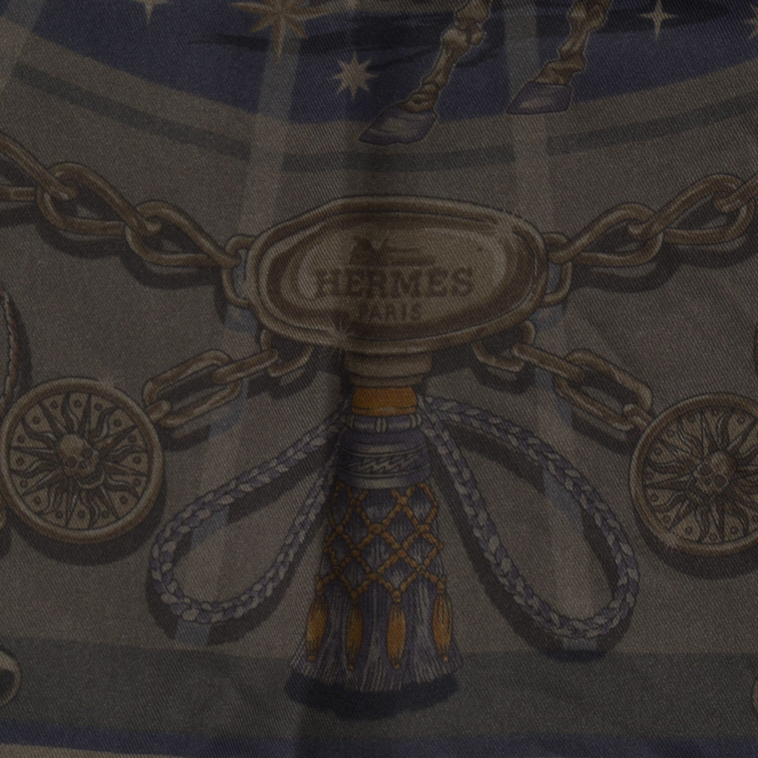 Hermes Silk C'Est La Fete Scarf 70 Surteint Kaki Pap H 3 of 5