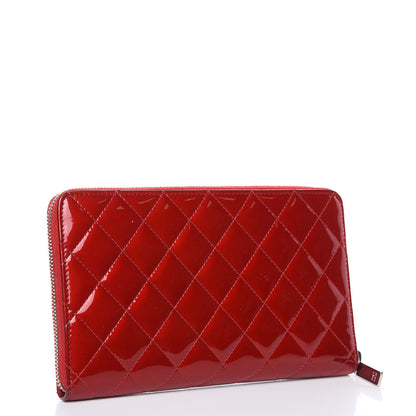 Chanel Patent Quilted Large Brilliant Zip Around Organizer Wallet Red 3 of 17