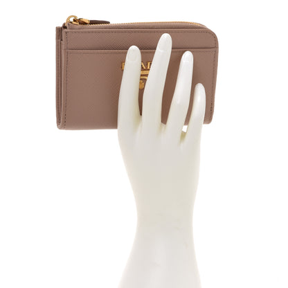 Prada Saffiano Metal Zip Around Keychain Cipria 2 of 7