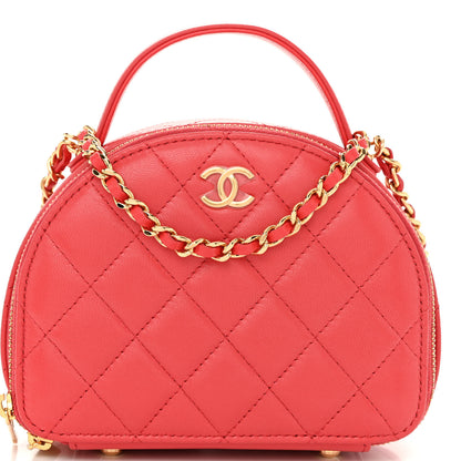 Chanel Lambskin Quilted Small Chic Riviera Top Handle Vanity Case Red 7 of 10