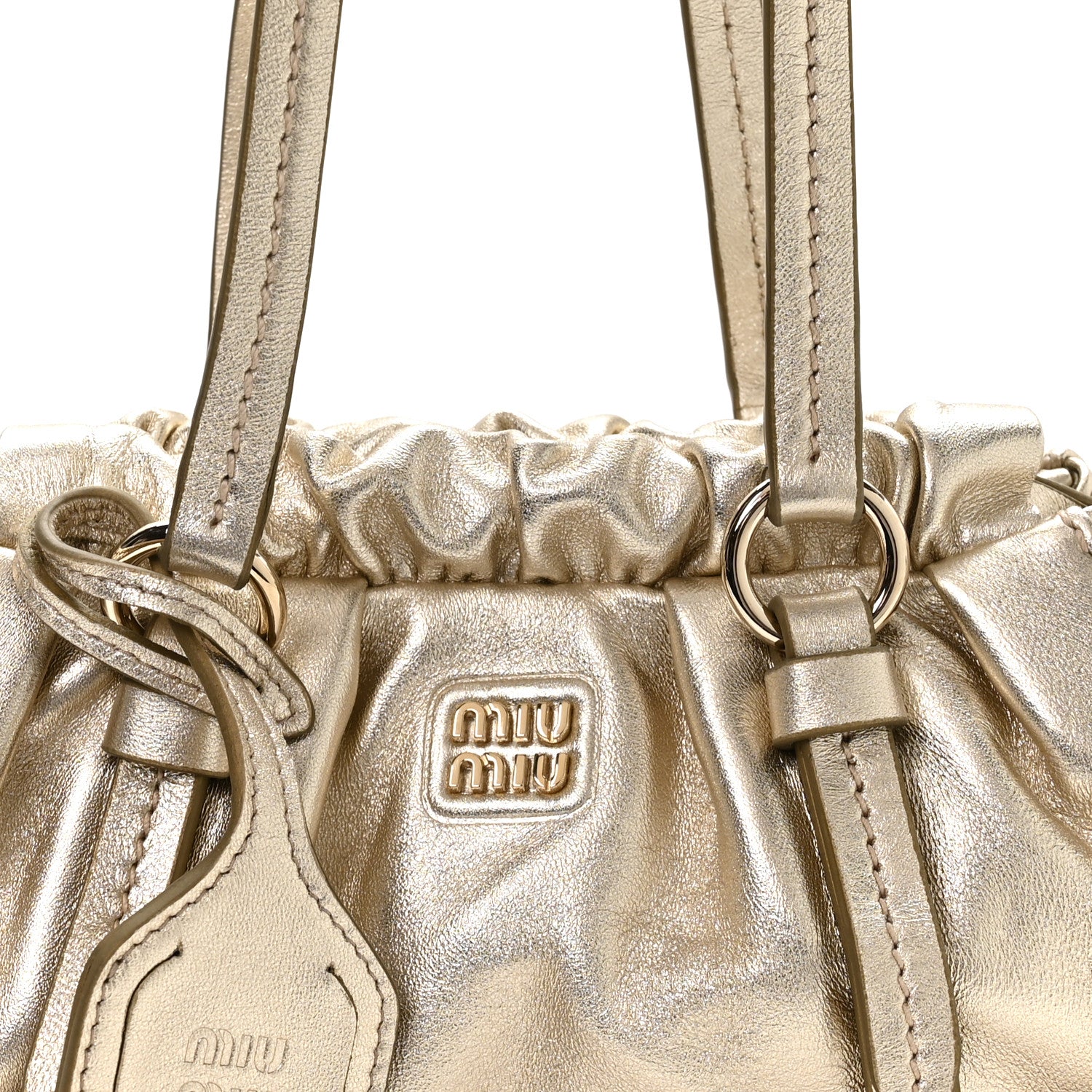 Miu Miu Metallic Nappa Mini Joie Shoulder Bag Pirite 7 of 9