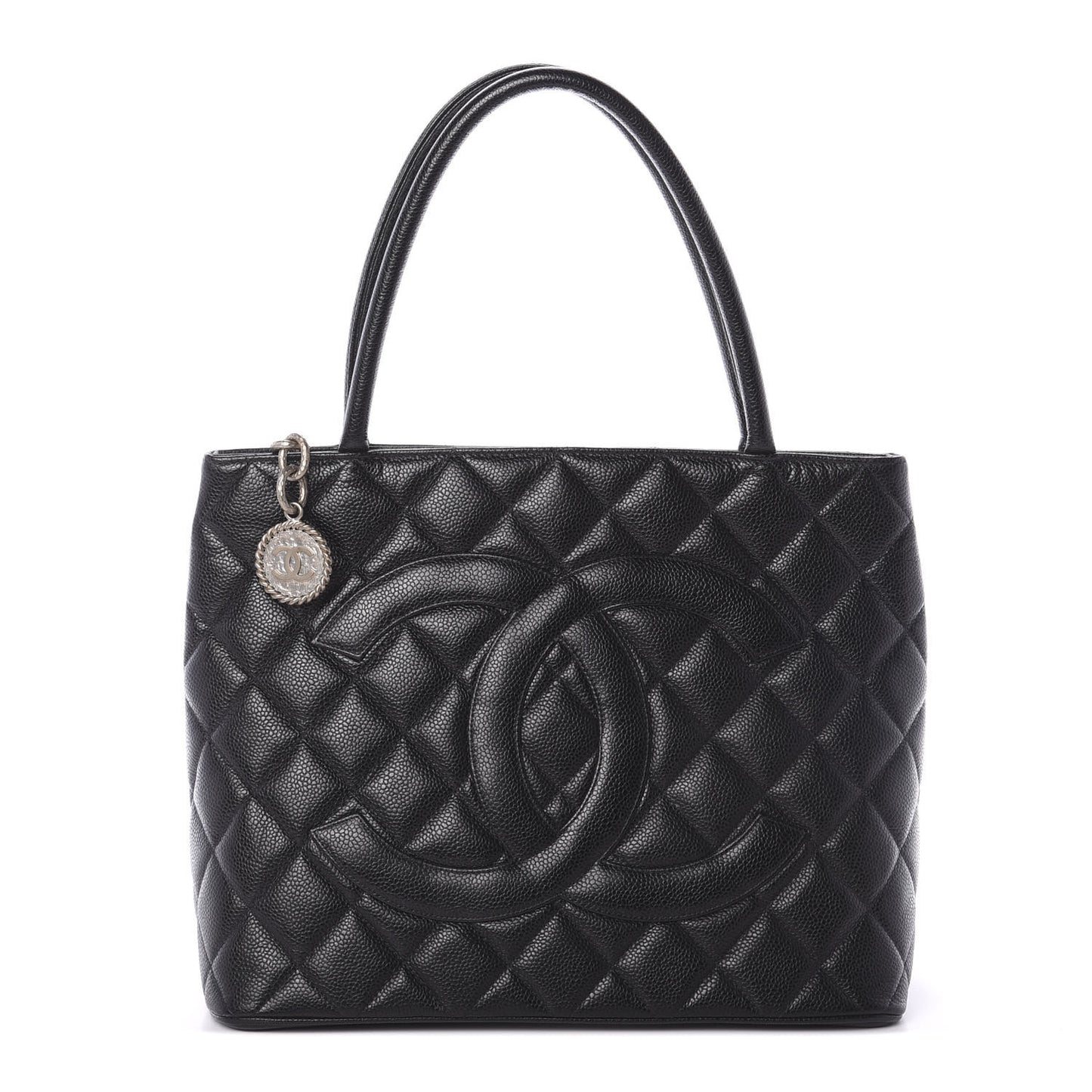 Caviar Quilted Medallion Tote Black
