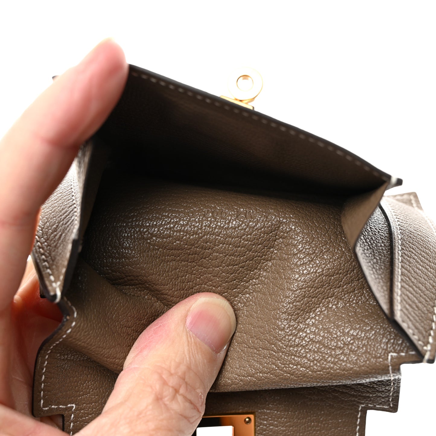 Chevre Mysore Kelly Pocket Compact Wallet Etoupe