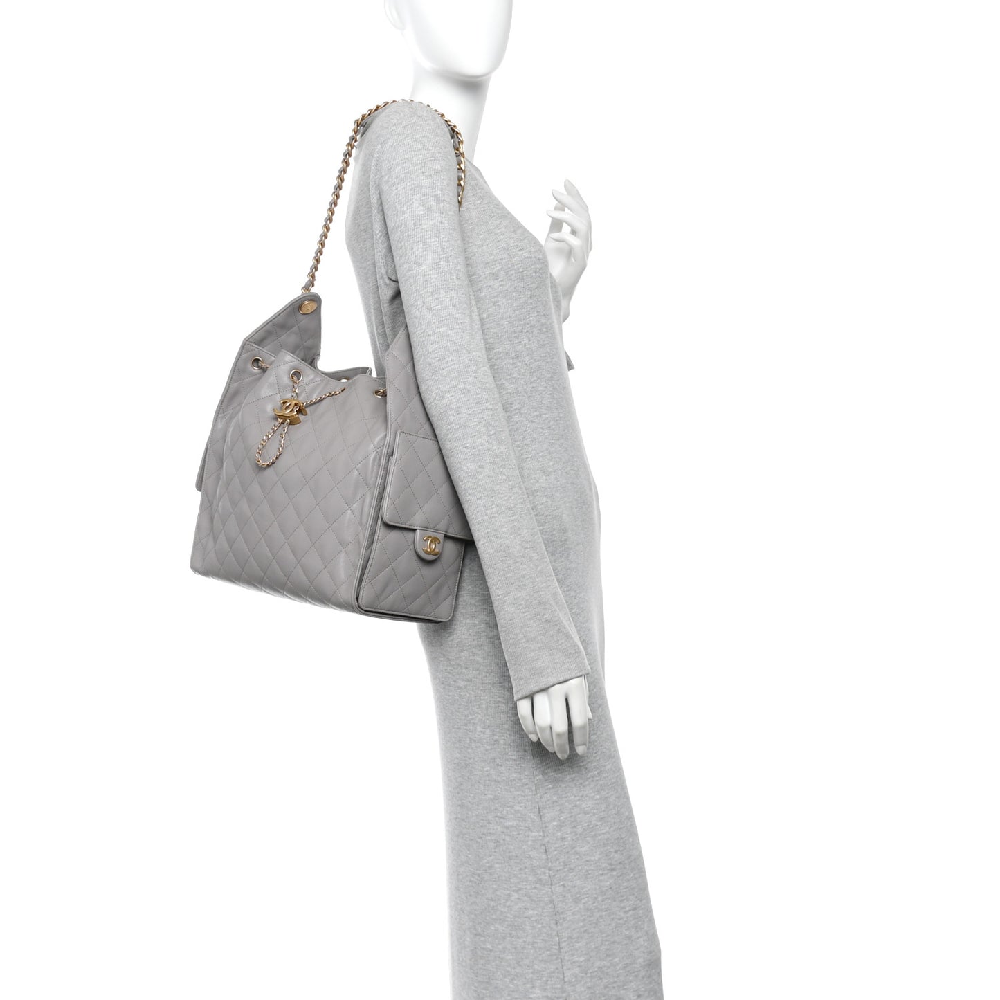Caviar Quilted Medium Chanel 25 Handbag Dark Grey