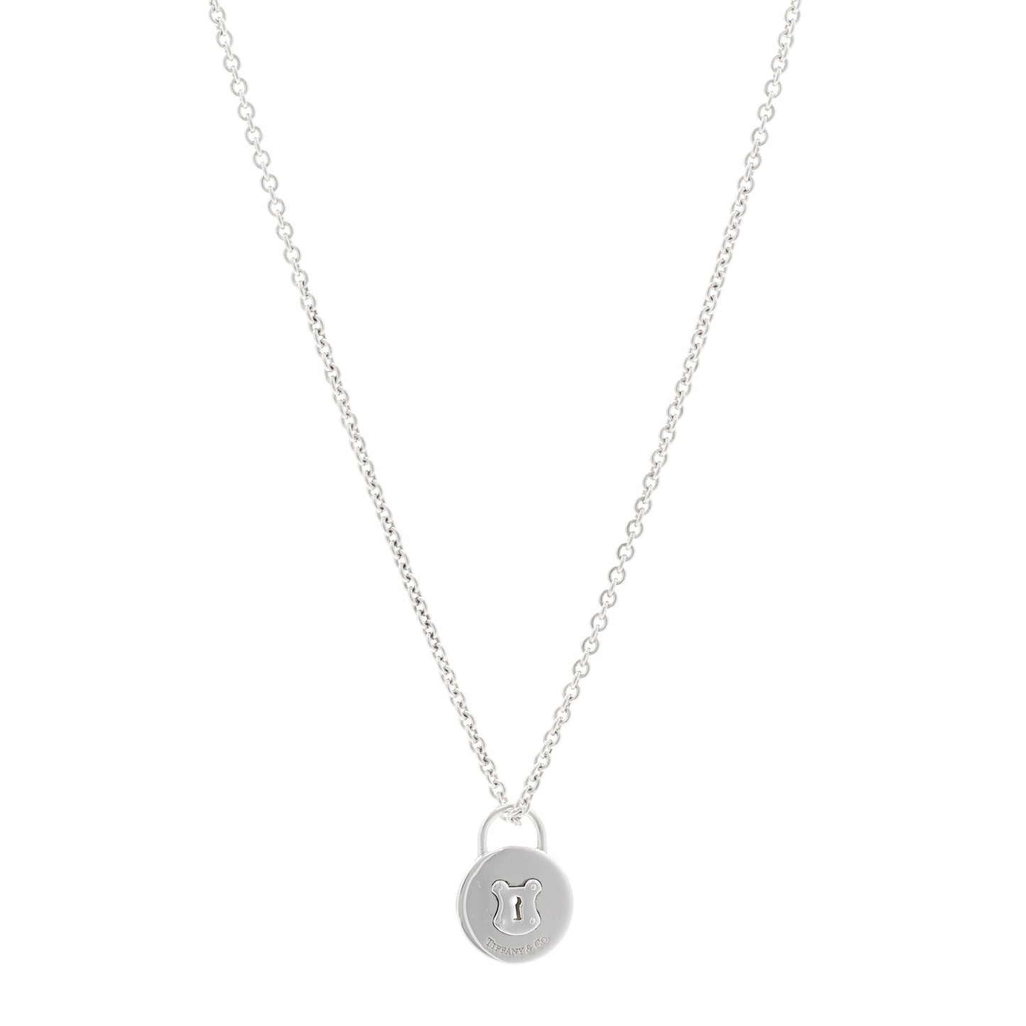 Sterling Silver Round Padlock Charm Pendant Necklace