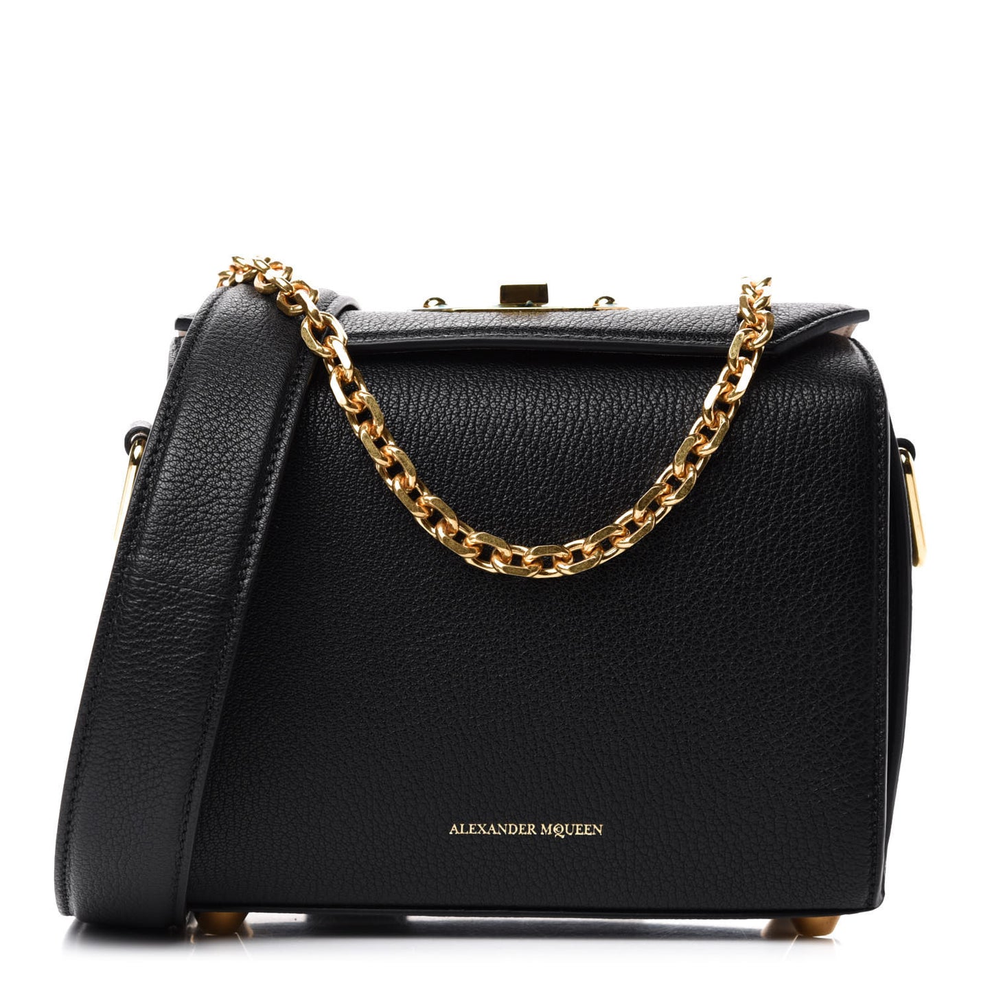 Fine Grain Goatskin Box Shoulder Bag 19 Black