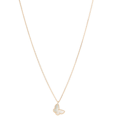 Van Cleef & Arpels 18K Yellow Gold Mother of Pearl Sweet Alhambra Butterfly Pendant Necklace 1 of 6