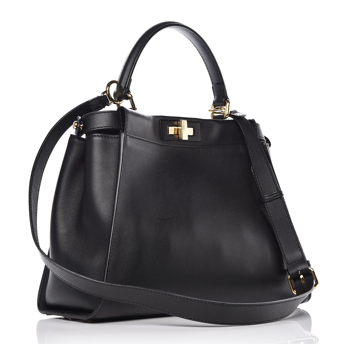 Vitello Seta Shiny Nappa Medium Peekaboo Iconic Satchel Black