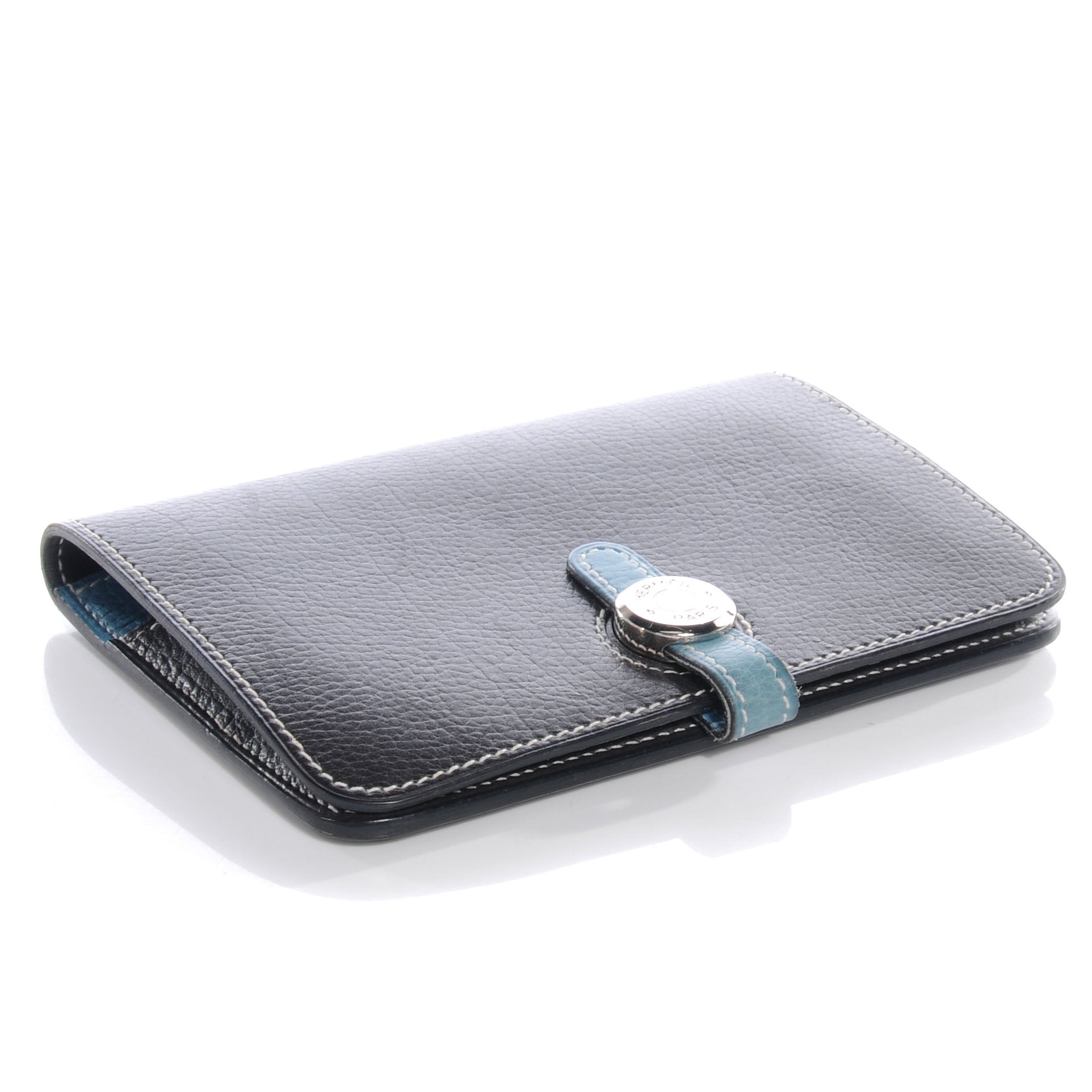 Hermes Veau Rodeo Dogon Bi-Color Wallet Graphite Blue Jean 4 of 8