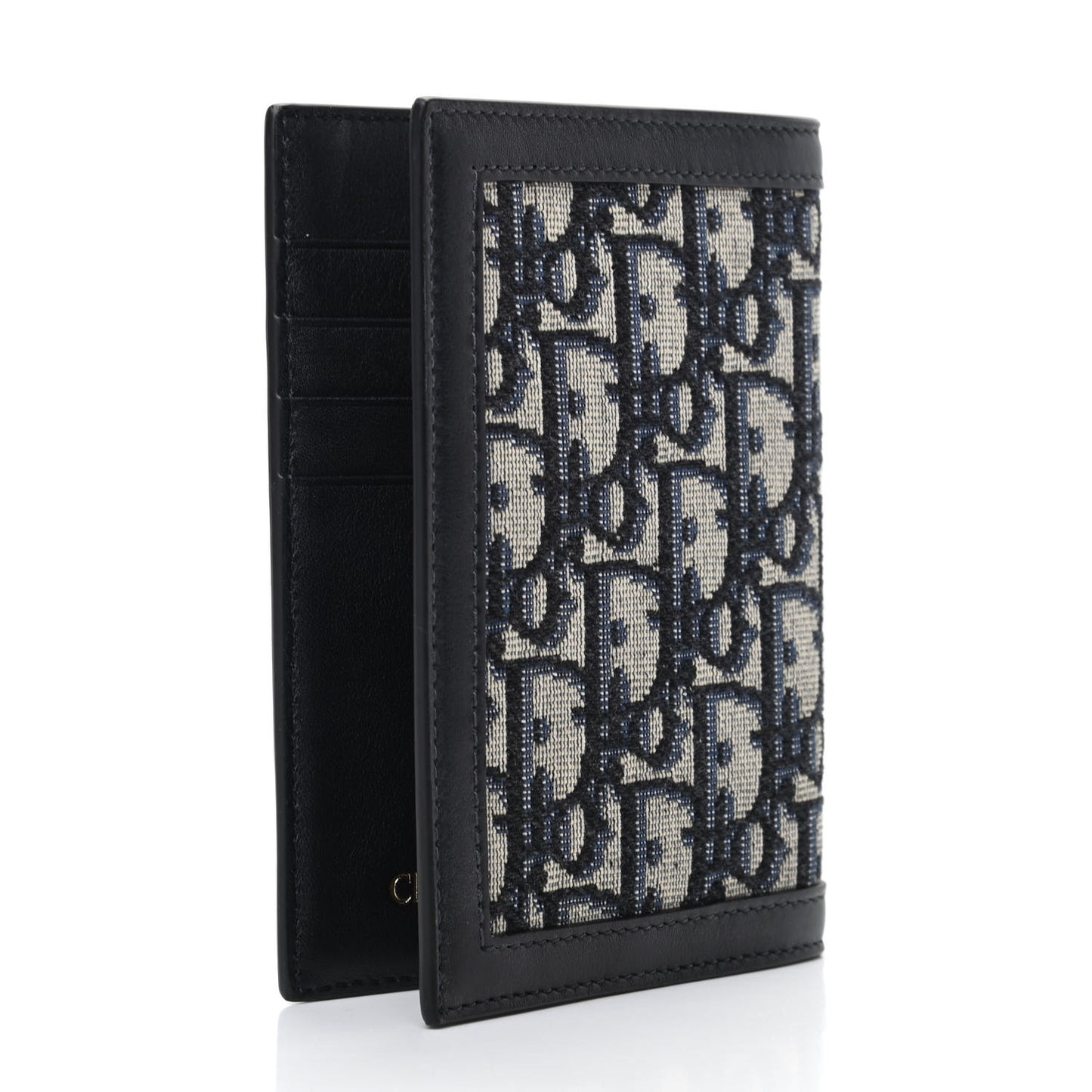 Calfskin Oblique Passport Holder Blue