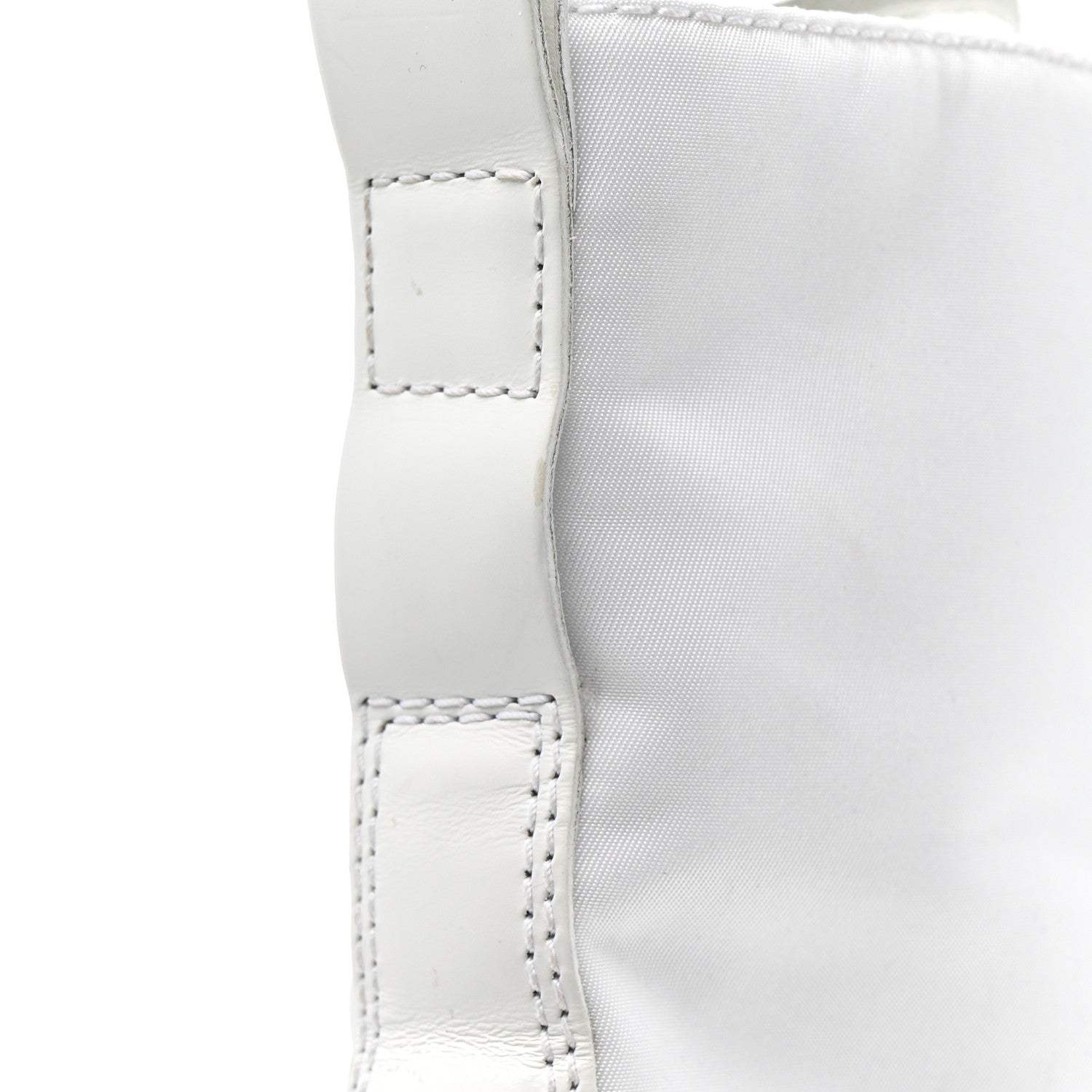 Prada Spazzolato Rois Re-Nylon Metal Triangle Logo Monolith Pouch Pocket 55mm Boots 40.5 White 13 of 15